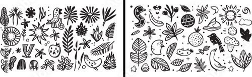 Tropical Leaf Illustration, Hand Drawn Nature Art, Minimal Botanical Vector, Exotic Leaf Drawing, Jungle Plant Design, Black and White Leaf Artwork, Decorative Tropical Line Art, Elegant Botanical Pat