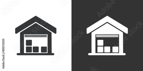 Warehouse Logistics Facility icon. Solid glyph series icon