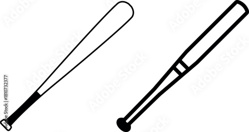 Vector crossed baseball bats icon. Two-tone version on black and white background