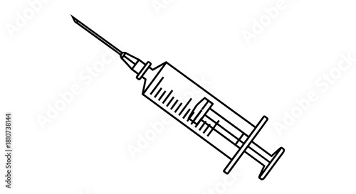 Syringe medical icon line art for vaccine or injection concept in healthcare and medicine industry presentations