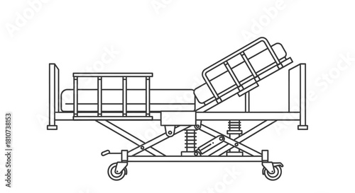 Hospital Bed Icon - Medical Equipment Outline for Healthcare, Clinic, and Nursing Home Services Presentation Materials