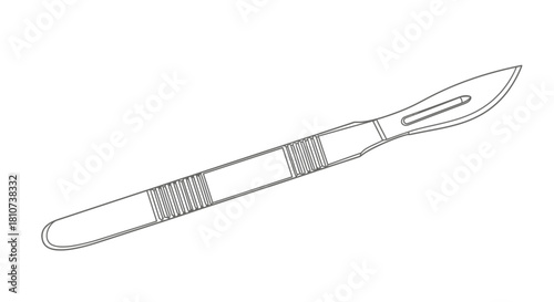 Scalpel Line Art: Vector Medical Icon for Surgical Procedures & Healthcare Design, Minimalist Style