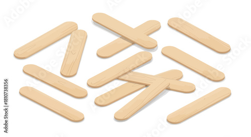 Wooden Tongue Depressor Medical Icon Set for Diagnostic Healthcare Presentation Materials