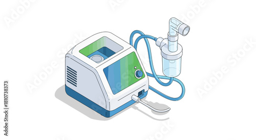 Nebulizer medical device icon illustration for respiratory therapy equipment and healthcare design projects