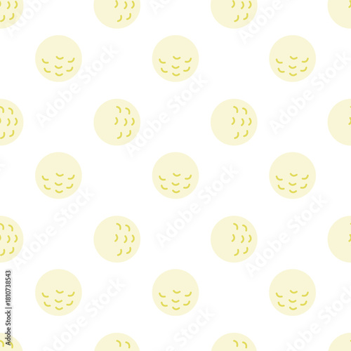 flat design pattern of golf ball. It is a light cream or off-white colored sphere with several small, dark brown, crescent-shaped markings scattered across its surface
