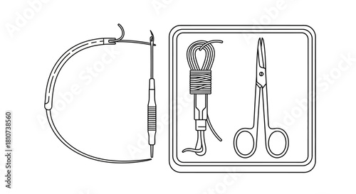 Surgical Instruments Medical Icon Set: Outline Design for Healthcare Illustration and Medical Presentation Materials