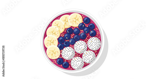 Vibrant Acai Bowl with Fresh Fruits and Toppings.