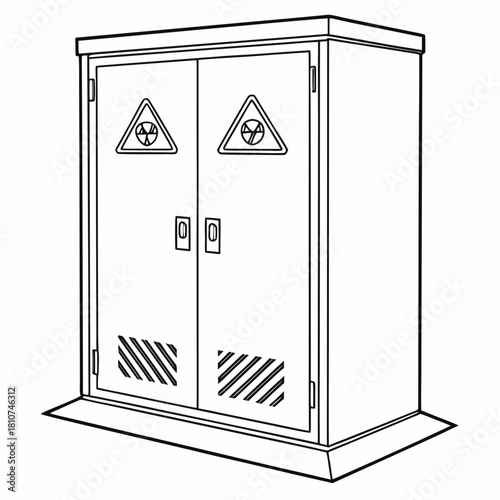 Creative Details Chemical Storage Cabinet Vector Illustration | Laboratory Safety Equipment | Hazardous Material Storage Design