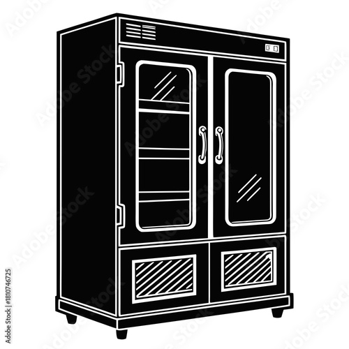 Creative Details Chemical Storage Cabinet Vector Illustration | Laboratory Safety Equipment | Hazardous Material Storage Design