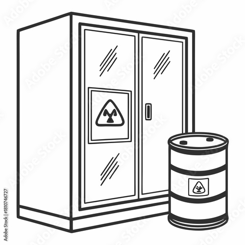 Creative Details Chemical Storage Cabinet Vector Illustration | Laboratory Safety Equipment | Hazardous Material Storage Design