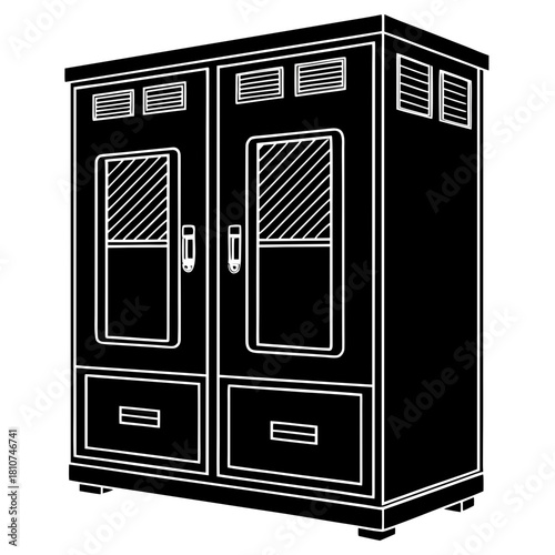 Creative Details Chemical Storage Cabinet Vector Illustration | Laboratory Safety Equipment | Hazardous Material Storage Design