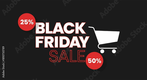 Black Friday Sale Event with Discounts, Promotion and Shopping Cart for Holiday Season