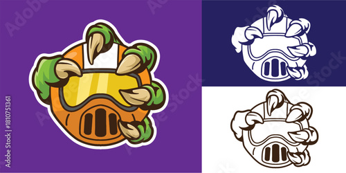 claw monster grab helm good for sticker, badge, biker logo, etc