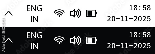 Status bar phone icon. Set of android status bar icon vector set. set wifi icon isolated on white background for phone. Phone bar status Icons, battery Icon, wifi signal strength vector illustration.