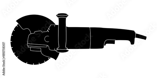 Angle Grinder Silhouette Illustration for Industrial and Construction Projects.
