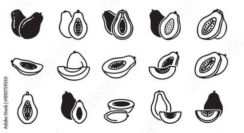 Seamless Pattern of Papaya Fruit Vector Art Illustration Design Background