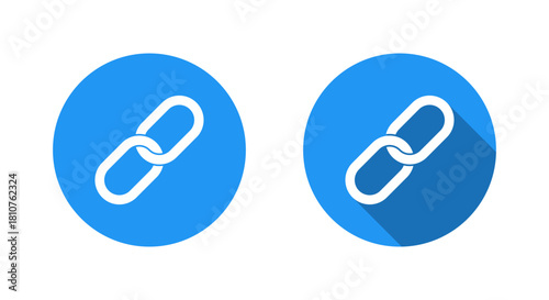 Chain link icon with long shadow. URL connection symbol. Hyperlink, attachment sign