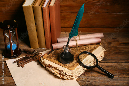 Old books with nib pen, ink...