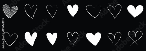 Collection of hand drawn heart doodles in different styles. Hand drawn hearts icon collection. Various different hand drawn heart icon love collection. eps 10