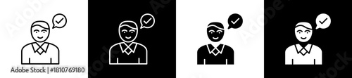 Right icon set in line and glyph style on black and white background