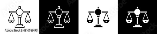 Ethics icon set in line and glyph style on black and white background