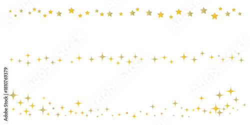 星空をイメージしたシンプルな飾り罫線・ラインのイラストセット　キラキラ