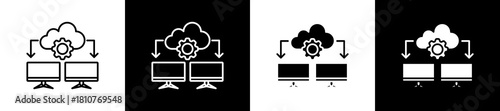 Provider icon set in line and glyph style on black and white background