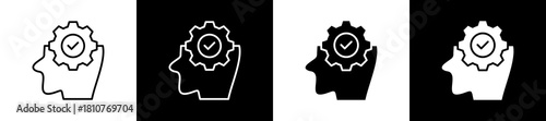 Interperception icon set in line and glyph style on black and white background