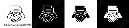 Procurement icon set in line and glyph style on black and white background