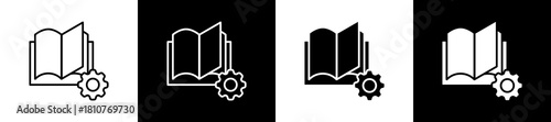 Guide icon set in line and glyph style on black and white background