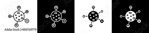 Infectious Disease icon set in line and glyph style on black and white background