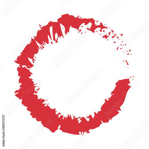 アイコン 筆文字 筆丸. 円 素材 単体 赤