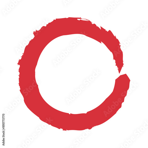 アイコン 筆文字 筆丸. 円 素材 単体 赤