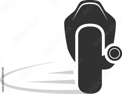 Front view of a stylized tricycle isolated on white background, showcasing its unique design and playful charm, ideal for logos and icons