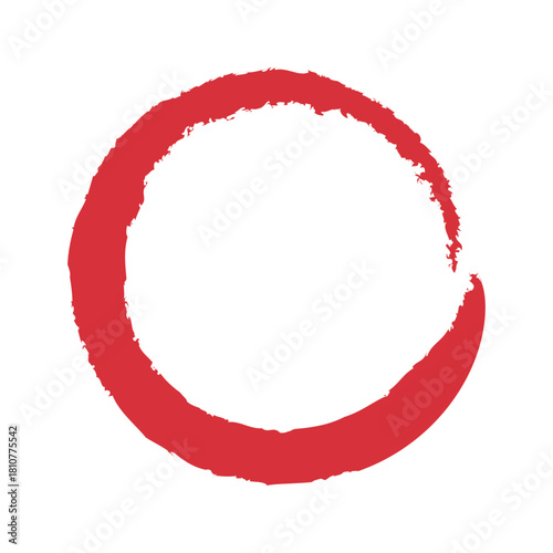 アイコン 筆文字 筆丸. 円 素材 単体 赤