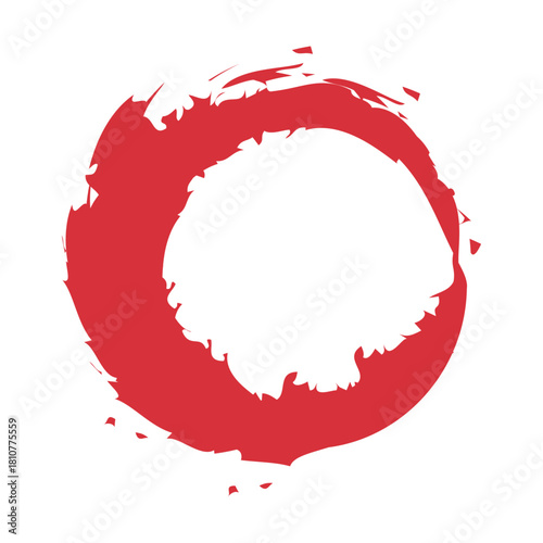 アイコン 筆文字 筆丸. 円 素材 単体 赤