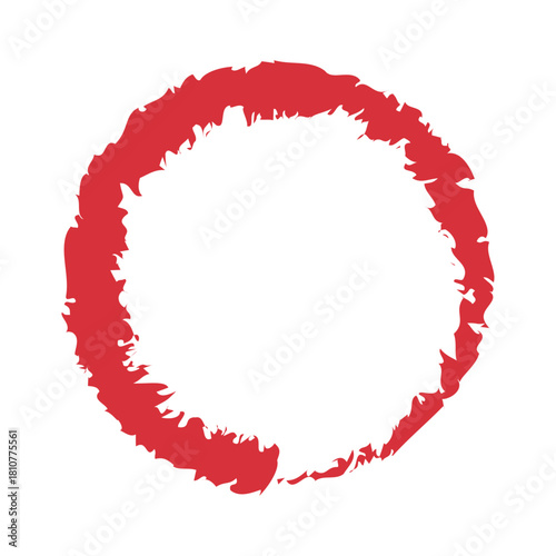 アイコン 筆文字 筆丸. 円 素材 単体 赤