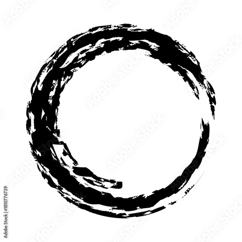 アイコン 筆文字 筆丸. 円 素材 単体 黒