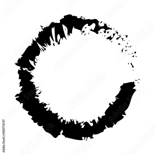 アイコン 筆文字 筆丸. 円 素材 単体 黒