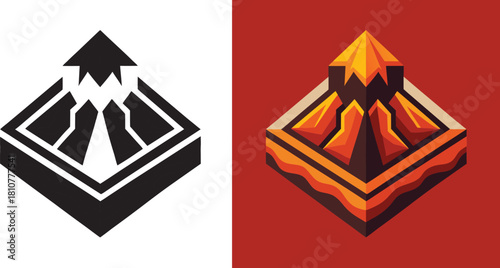 Dynamic abstract geometric mountain peak with vibrant warm tones, representing growth, success, and aspiration.