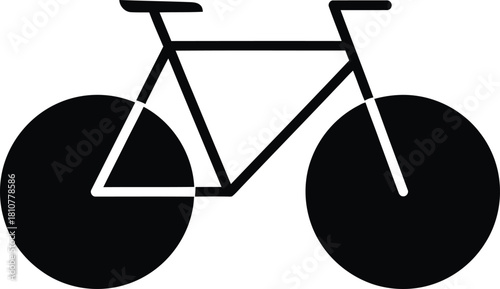 A sleek bicycle icon isolated on white background, featuring a minimalist design of a road bike with clean lines and a modern aesthetic