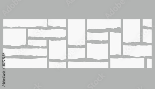 Torn paper pieces isolated on white background for scrapbooking and design use