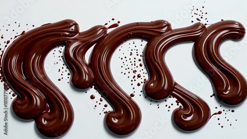 Melted chocolate dripping on white background