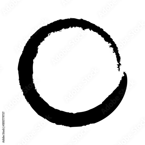 アイコン 筆文字 筆丸. 円 素材 単体 黒