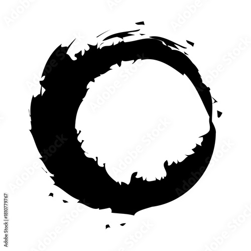 アイコン 筆文字 筆丸. 円 素材 単体 黒