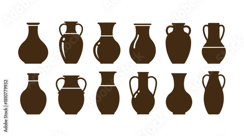Set of varied vase icons shown in vibrant colors.