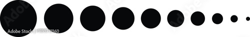 Abstract Monochrome Graphic Showing Radial Attenuation, Sound Volume Level, or Geometric Dot Sequence Element for Design and Infographics.