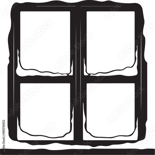 Snowy Window Silhouette: Winter Frame with Snow Drifts

Black and White Window Frame with Snow Decoration

Winter Season Icon: Frozen Window Pane Vector