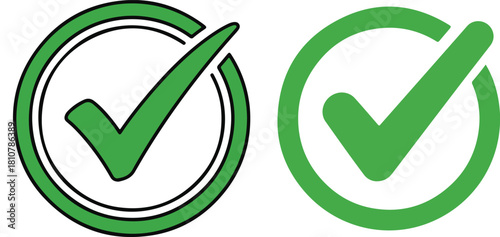 Two green checkmarks inside circles, representing approval and validation, displayed side by side.