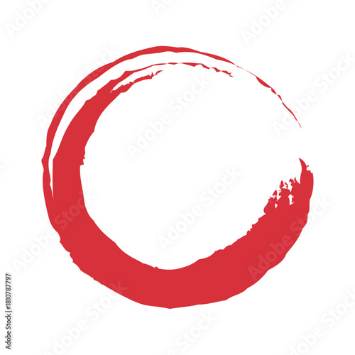 アイコン 筆文字 筆丸. 円 素材 単体 赤